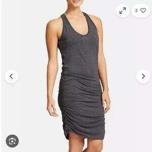 NWT Athleta racerback tank dress side ruching & padding Gray Sz M Boho Casual